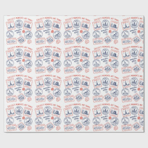 Vintage Travel Stamp Gift Wrapping Paper