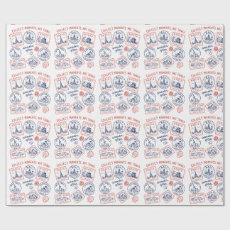 Vintage Travel Stamp Gift Wrapping Paper