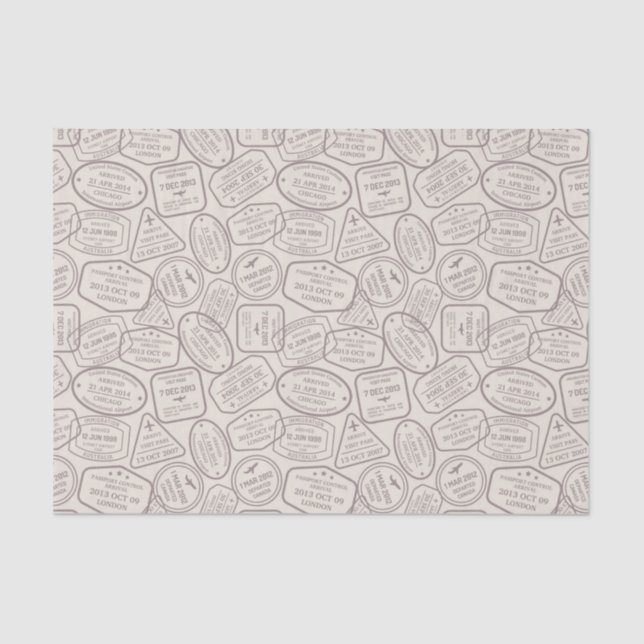 Vintage Travel/Stamps  Tissue Paper (Front)