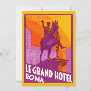 Vintage Travel, Statue Le Grand Hotel Roma, Italy
