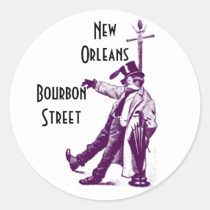 Vintage Travel Stickers Bourbon Street New Orleans