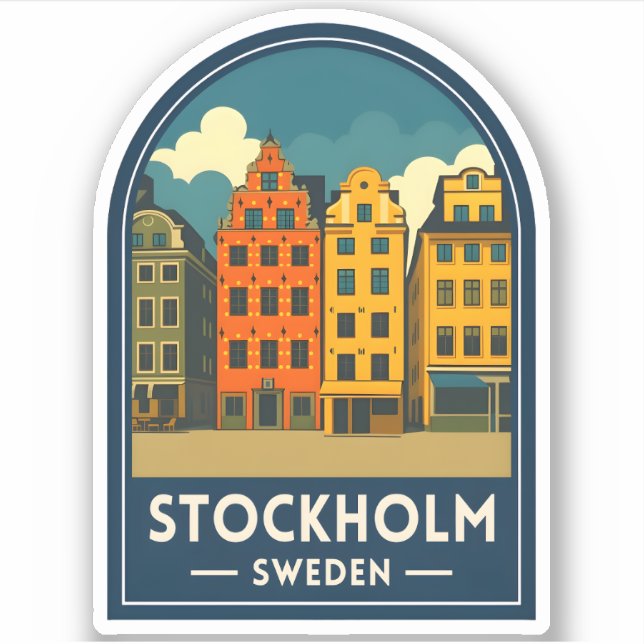 Vintage Travel Stockholm Sweden Old Town Retro (Front)