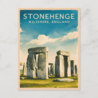 Vintage Travel Stonehenge England Retro Scenic