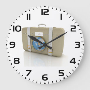 Vintage Travel Suitcase Clock World Map
