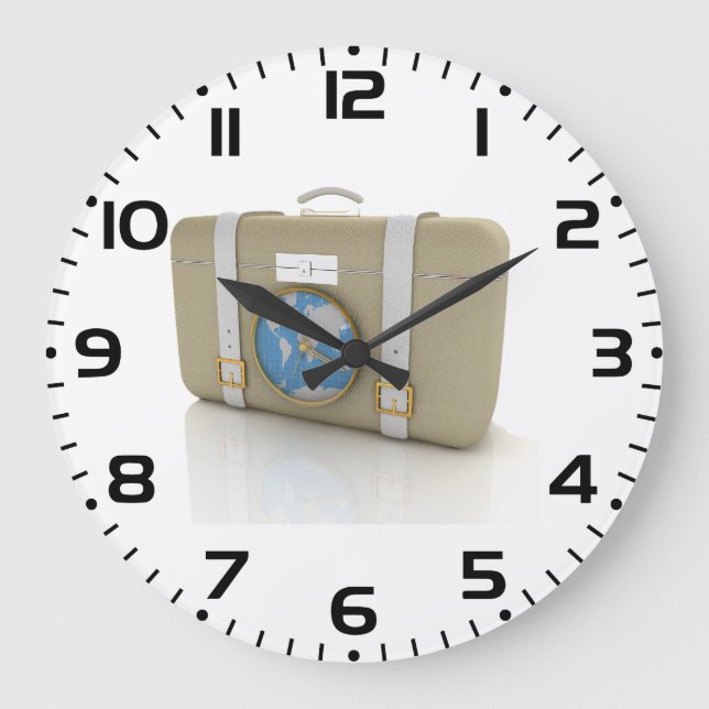 Vintage Travel Suitcase Clock World Map (Front)