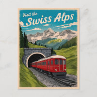 Vintage Travel Swiss Alps Switzerland Retro Scenic