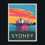 Vintage Travel Sydney Australia Sunset Scenic Postcard<br><div class="desc">Capture the charm of Sydney with this unique retro travel-inspired design. Infused with timeless allure and vintage vibes,  this piece features the iconic Sydney Opera House and the harbour skyline in a retro minimalist style that combines mid-century aesthetics with a modern twist.</div>