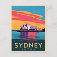 Vintage Travel Sydney Australia Sunset Scenic