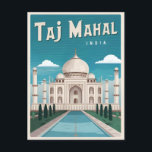 Vintage Travel Taj Mahal India Retro Graphic Postcard<br><div class="desc">Celebrate the beauty and grandeur of the Taj Mahal with this vintage travel-inspired design. Let it serve as a reminder of the enduring legacy of India's rich cultural heritage and the universal power of love and beauty.</div>
