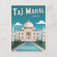 Vintage Travel Taj Mahal India Retro Graphic