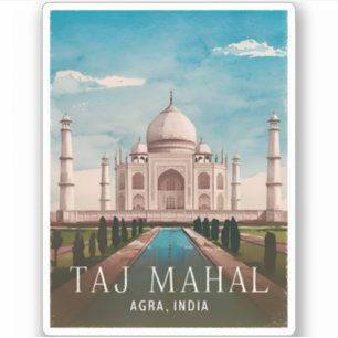 Vintage Travel Taj Mahal India Retro Scenic