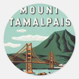 Vintage Travel, Tamalpais Mountain or Mount Tam Classic Round Sticker