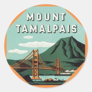 Vintage Travel, Tamalpais Mountain or Mount Tam Classic Round Sticker