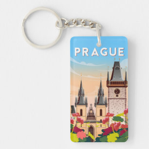 vintage travel tchéquie Prague Tchécoslovaquie Key Ring
