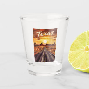 Vintage Travel Texas Landscape Retro Scenic Sunset Shot Glass