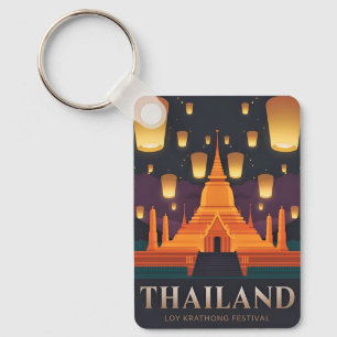 Vintage Travel Thailand Lantern Festival Retro Key Ring