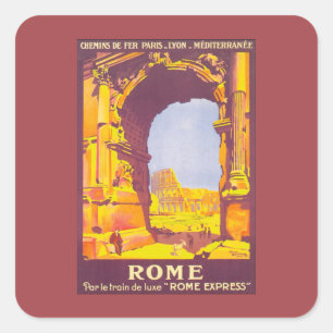 Vintage Travel, the Coliseum in Rome Italy Italian Square Sticker