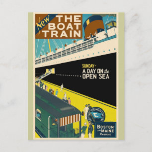 Vintage Travel - The Train Boat Postcard