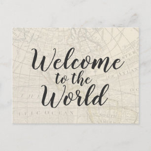 Vintage Travel Themed Baby Shower Invitation Postcard