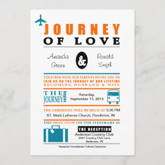Vintage Travel Themed Invitation - Teal & Orange