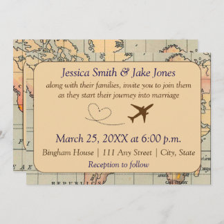 Vintage, Travel Themed Wedding Invite