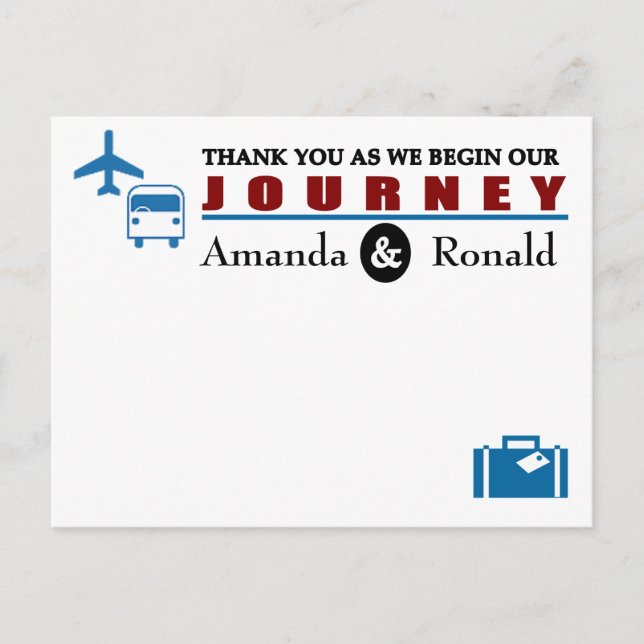 Vintage Travel Themed Wedding Thank You Card (Front)