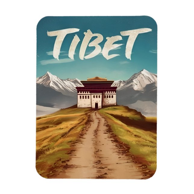 Vintage Travel Tibet Himalayas Retro Scenic Magnet (Vertical)