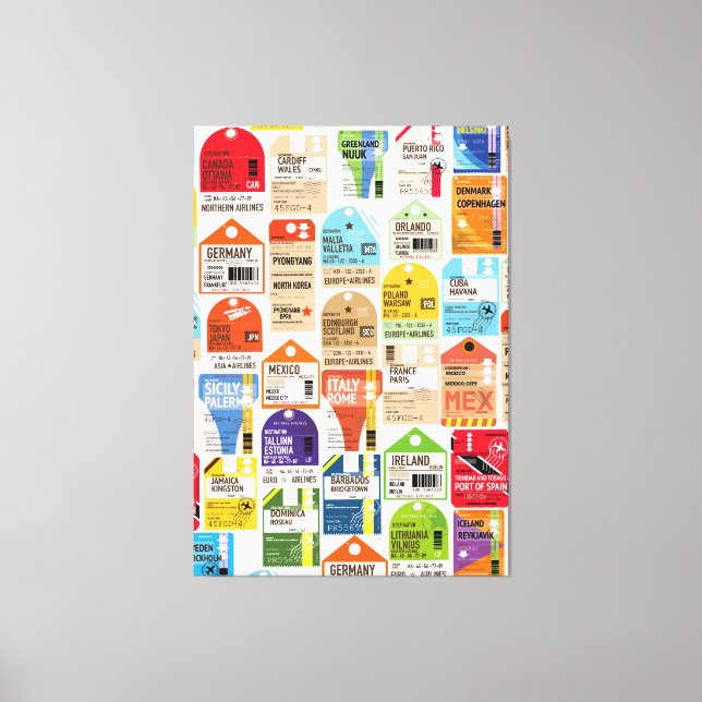 Vintage travel tickets pattern. canvas print (Front)