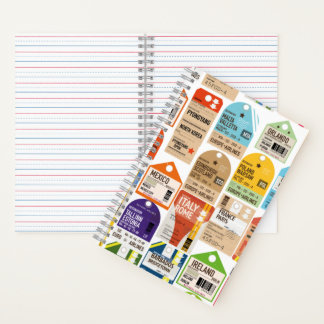 Vintage travel tickets pattern. throw pillow notebook