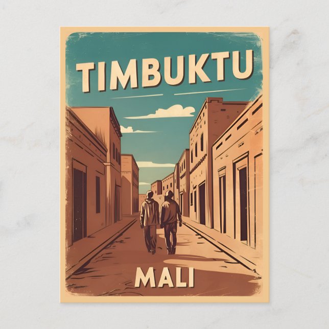 Vintage Travel Timbuktu Mali Africa Retro Graphic Postcard (Front)