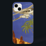 Vintage Travel to Cairo, Eygpt, Biplane Aeroplane Case-Mate iPhone 14 Plus Case<br><div class="desc">Vintage illustration African travel or luggage label from Cairo,  Egypt featuring an old fashioned bi-winged propeller plane flying over the pyramids,  desert and palms trees.</div>