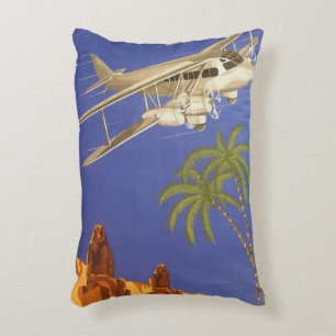 Vintage Travel to Cairo, Eygpt, Biplane Aeroplane Decorative Cushion