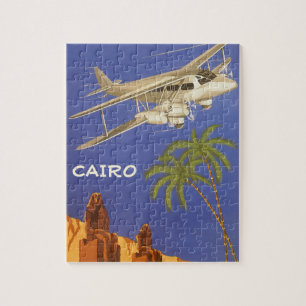 Vintage Travel to Cairo, Eygpt, Biplane Aeroplane Jigsaw Puzzle