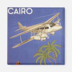 Vintage Travel to Cairo, Eygpt, Biplane Aeroplane Magnet