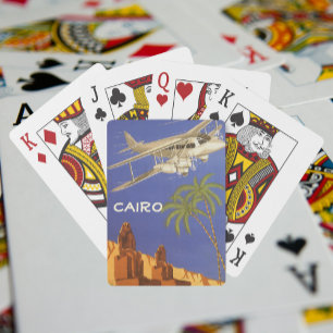 Vintage Travel to Cairo, Eygpt, Biplane Aeroplane Playing Cards