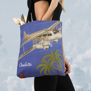 Vintage Travel to Cairo, Eygpt, Biplane Aeroplane Tote Bag