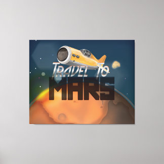 Vintage Travel To Mars Travel Poster Canvas Print
