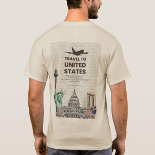 Vintage Travel to United States Back Print T-Shirt