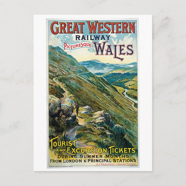 Vintage travel to Wales advert Postcard (Front)