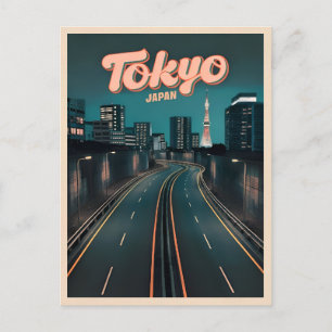 Vintage Travel Tokyo Japan Cityscape Retro Scenic Postcard