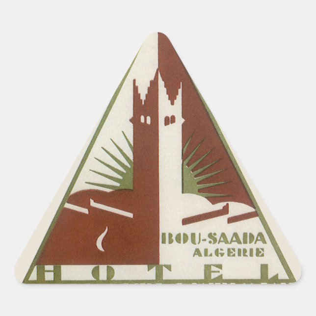 Vintage Travel, Trans Atlantique Hotel, Algeria Triangle Sticker (Front)