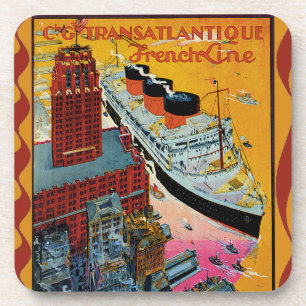 Vintage Travel - Transatlantic French Line Coaster