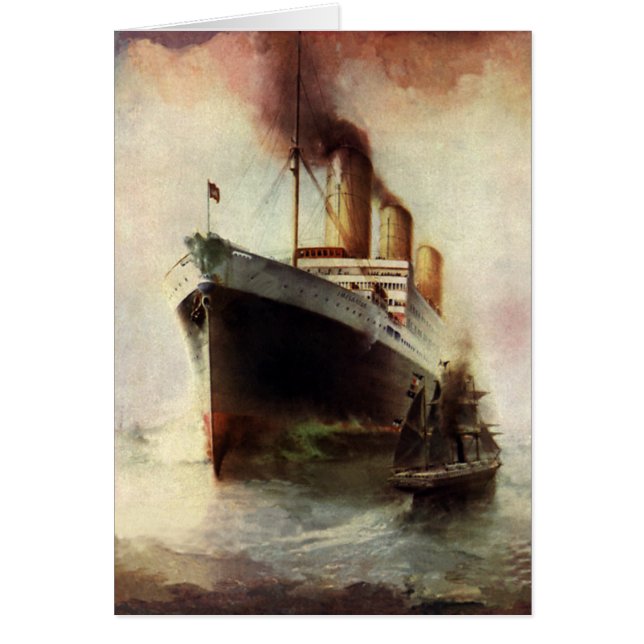 Vintage Travel Transportation Cruise Ship at Sea (Front)