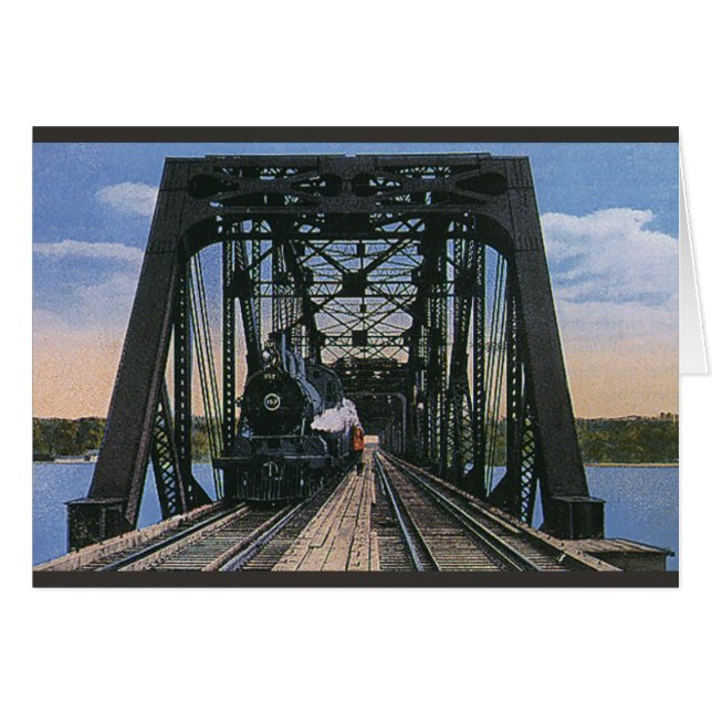 Vintage Travel Transportation Train on Bridge (Front Horizontal)