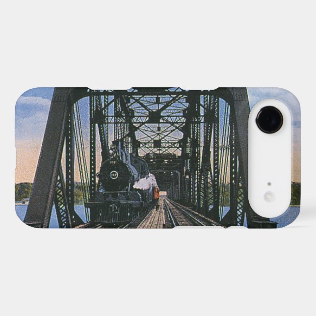 Vintage Travel Transportation Train on Bridge (Back (Horizontal))