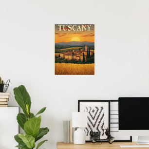 Vintage Travel Tuscany Italy Retro Scenic Poster