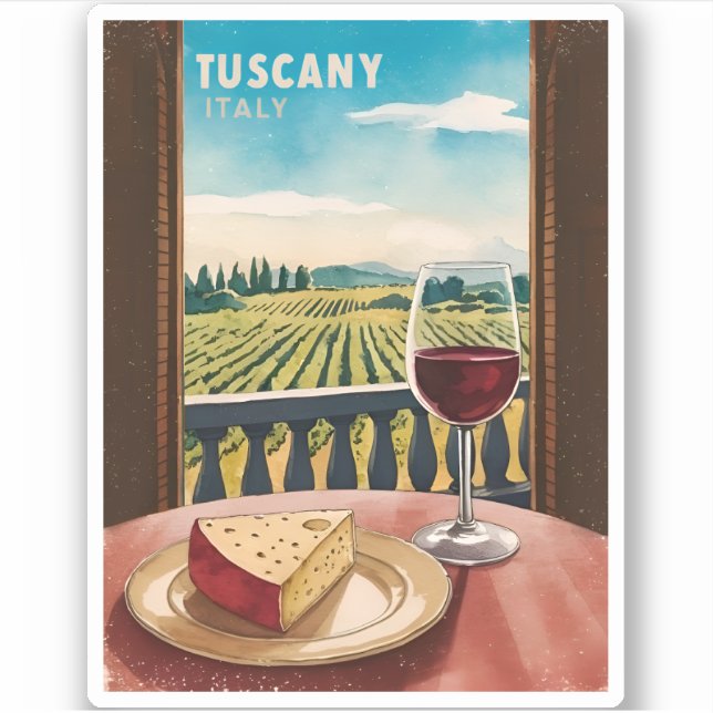 Vintage Travel Tuscany Italy Vineyard Retro (Front)