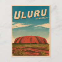 Vintage Travel Uluru Australia Retro Scenic