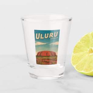 Vintage Travel Uluru Australia Retro Scenic Shot Glass