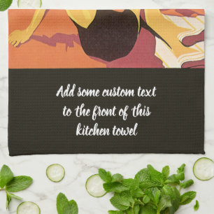 Vintage Travel, Vacation on a Cruise Ship Tea Towel